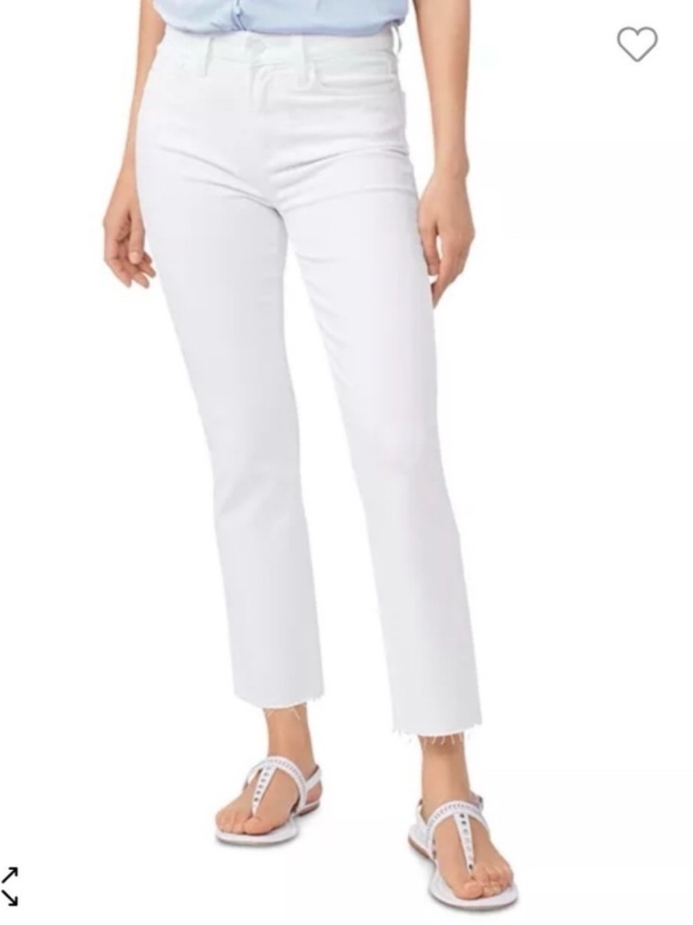 PAIGE Cindy High Rise Crop Jeans White Frayed Hem Petite Size 29⁠